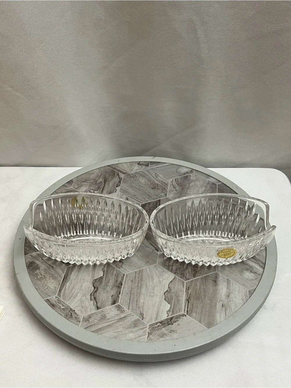 Princess House Highlights Lead Crystal Spoon Fork Holders Set of 2 Germany